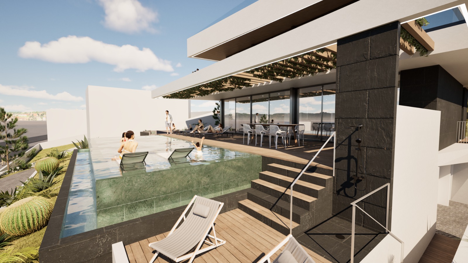 NURA infinity pool and outdoor living terrace